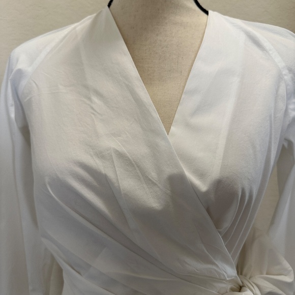 PINKO White Long sleeves Wrap Around Top - Picture 2 of 9